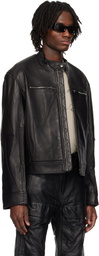 KUSIKOHC Black Biker Leather Jacket