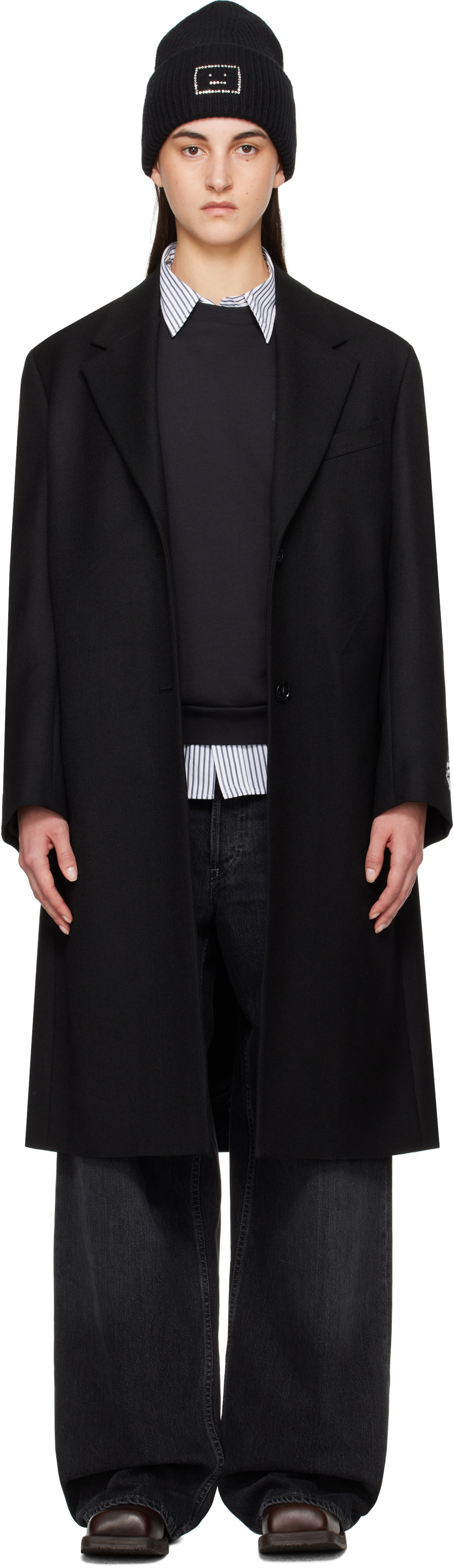 Acne Studios Black Single-breasted Wool Coat Acne Studios