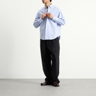 BEAMS Men's Heavy Oxford Button Down Shirt in Sax Stripe