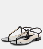 Gucci Logo embellished patent leather thong sandals