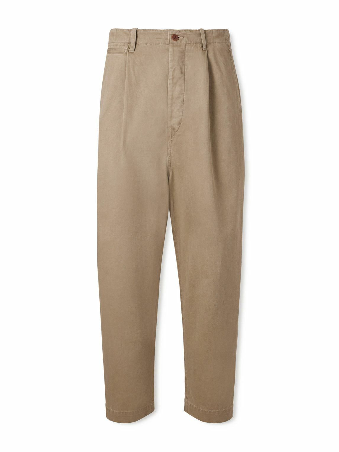 KAPITAL - Straight-Leg Pleated Cotton-Twill Chinos - Neutrals