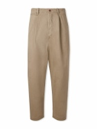 KAPITAL - Straight-Leg Pleated Cotton-Twill Chinos - Neutrals