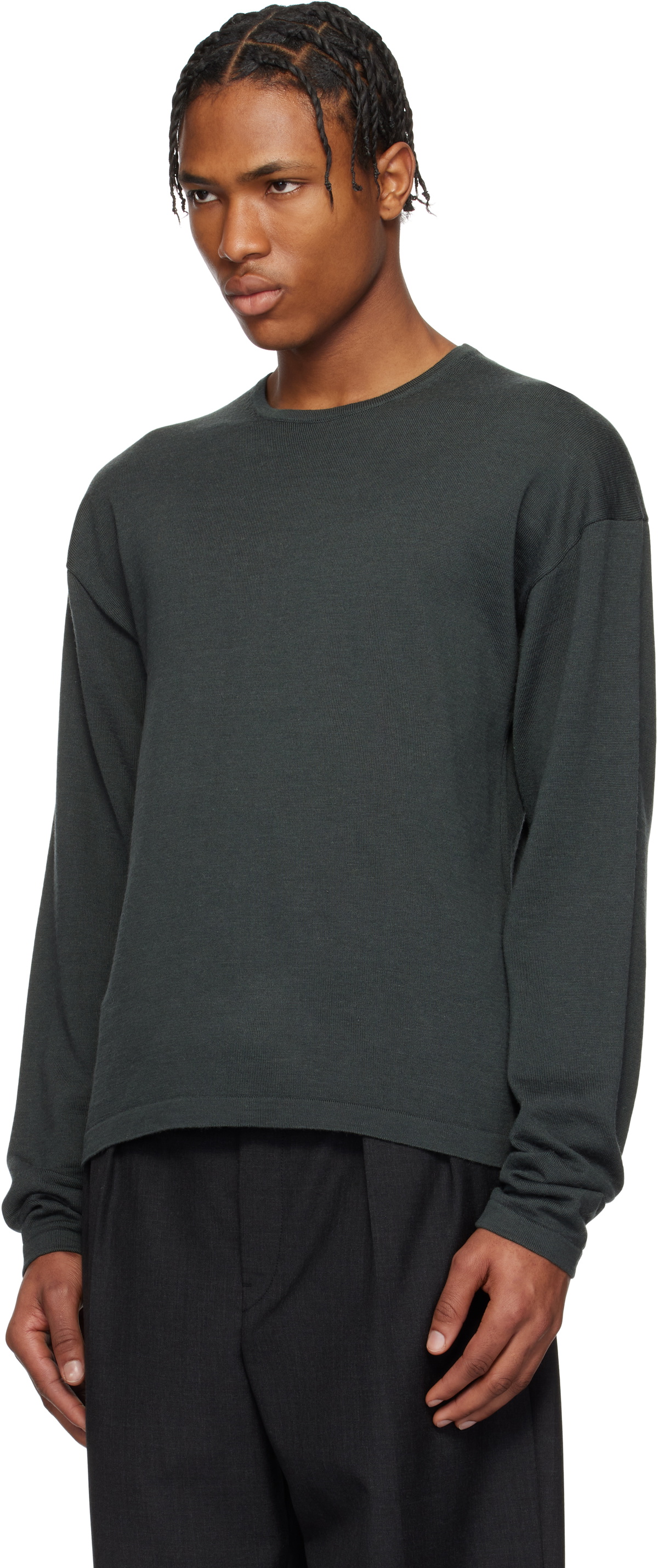 LEMAIRE Gray Crew Neck Sweater Lemaire