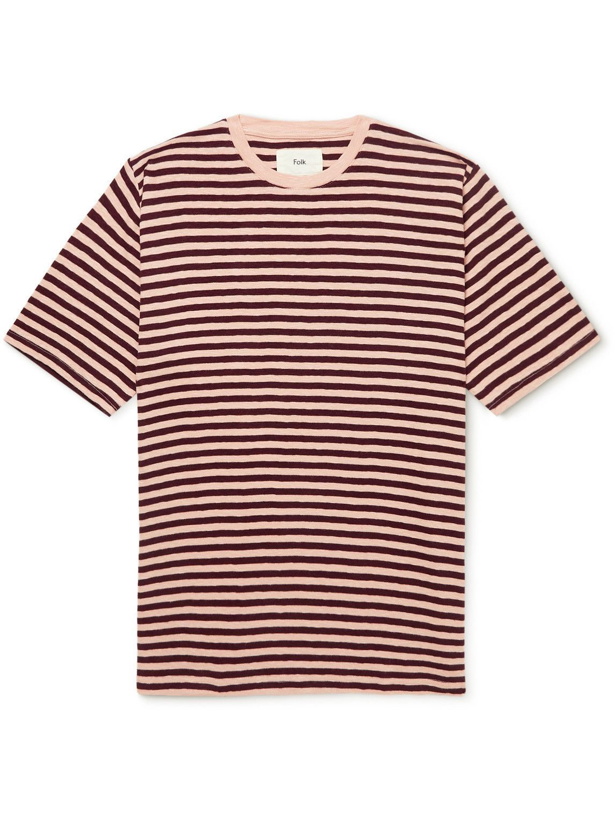 Photo: Folk - Classic Striped Slub Cotton-Jersey T-Shirt - Pink