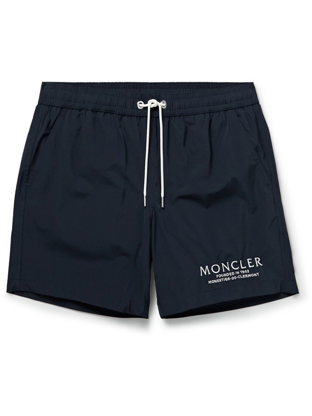 Photo: Moncler - Mid-Length Logo-Embroidered Swim Shorts - Blue