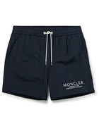 Moncler - Mid-Length Logo-Embroidered Swim Shorts - Blue