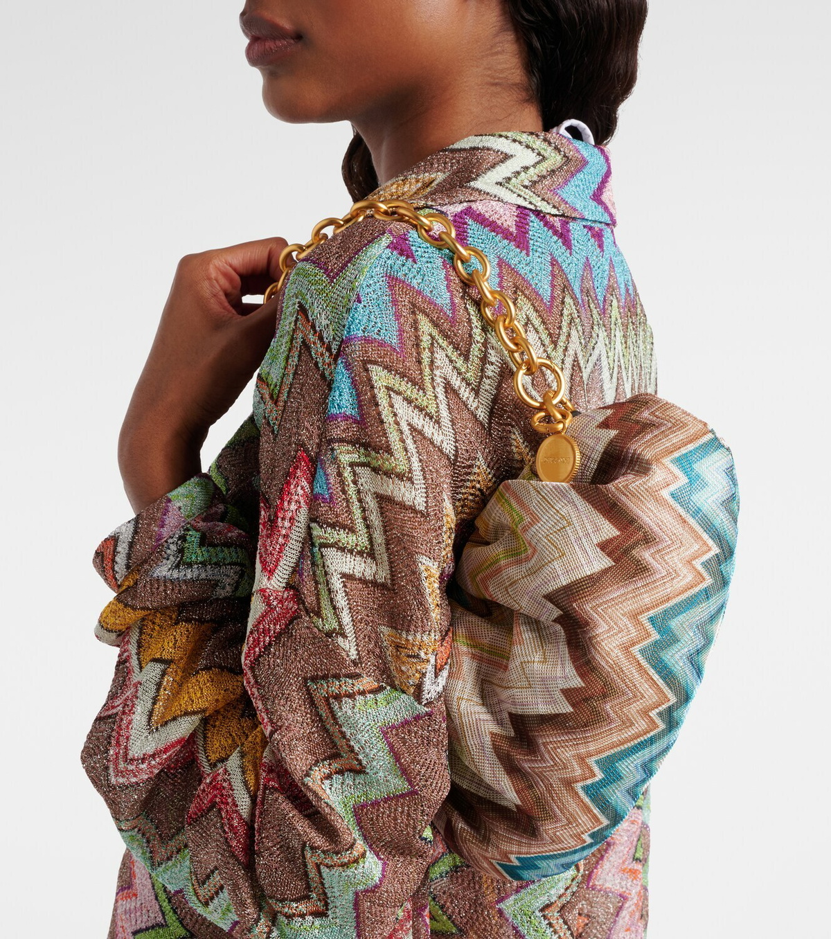 Missoni Zigzag Small leather-trimmed shoulder bag