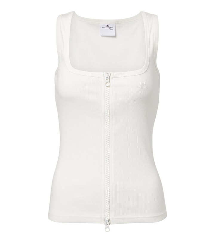 Photo: Courrèges Ribbed-knit cotton zip-up tank top