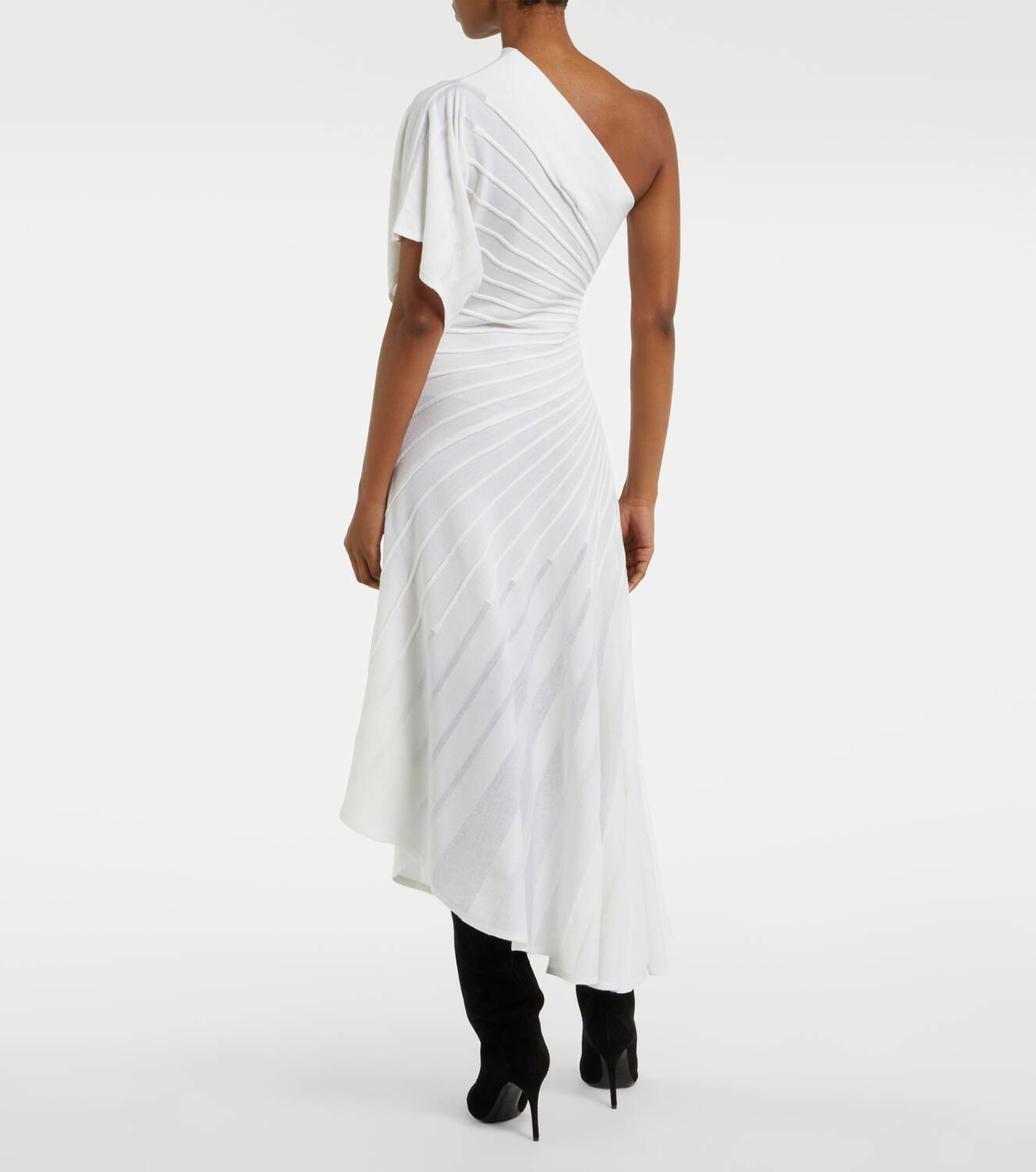 knee length dresses for ladies Gabriela Hearst Kurt Knit Pleated Dress Merino Wool