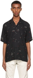 Saint Laurent Black Cupid Print Short Sleeve Shirt