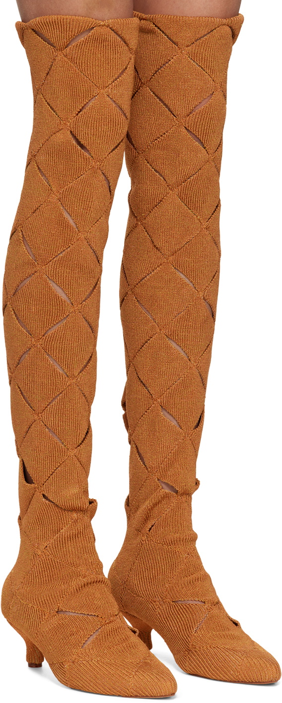 Isa Boulder SSENSE Exclusive Orange Argyle Tall Boots