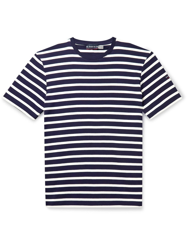 Photo: ARMOR LUX - Slim-Fit Striped Cotton-Jersey T-Shirt - Blue