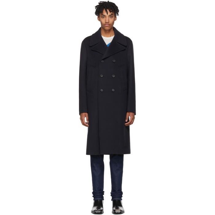 Photo: Calvin Klein 205W39NYC Navy Wool and Cashmere Double-Breasted Coat 