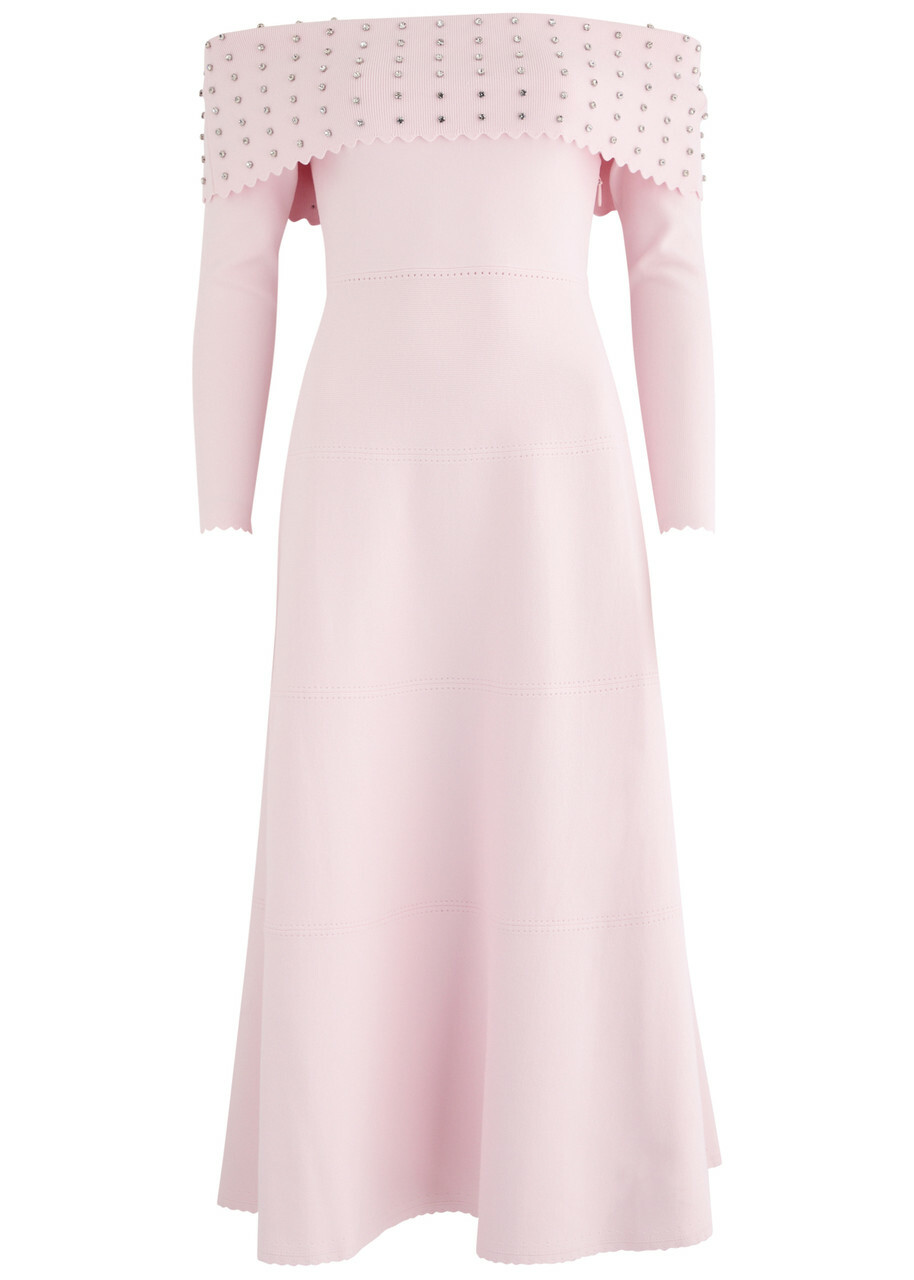 open lace back dress Ripe Maternity Luxe Knit Off Shoulder Dress - Pink