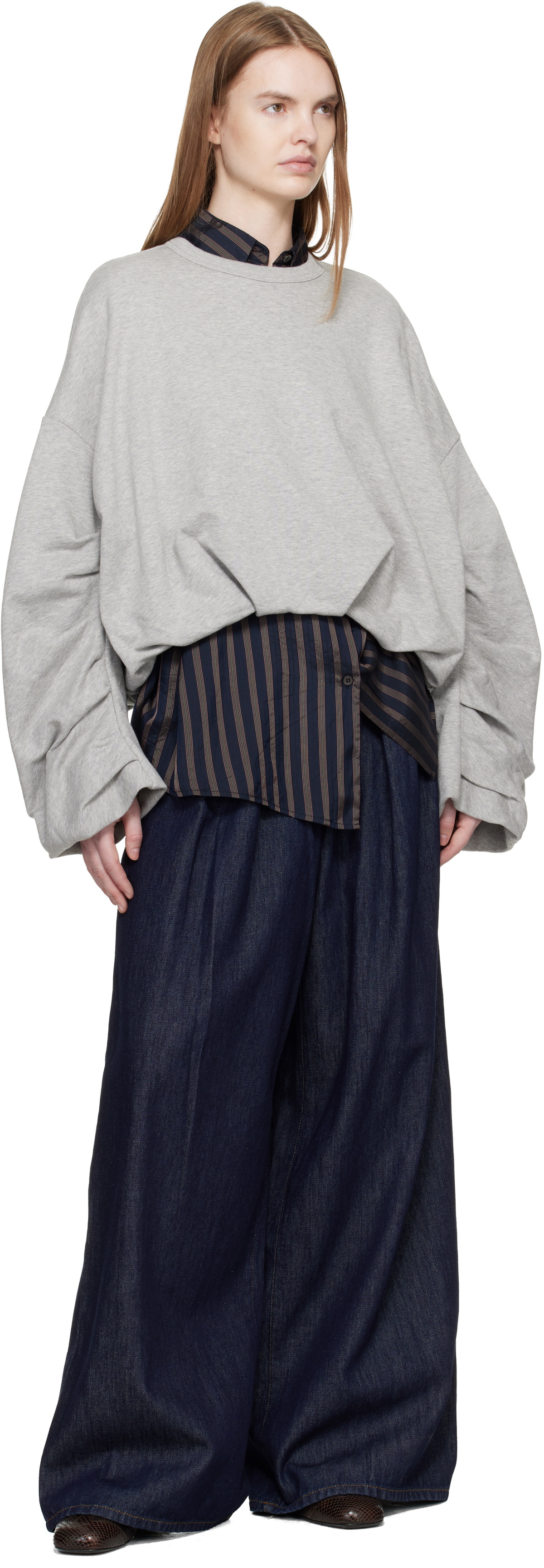 Dries Van Noten Gray Draped Sweatshirt