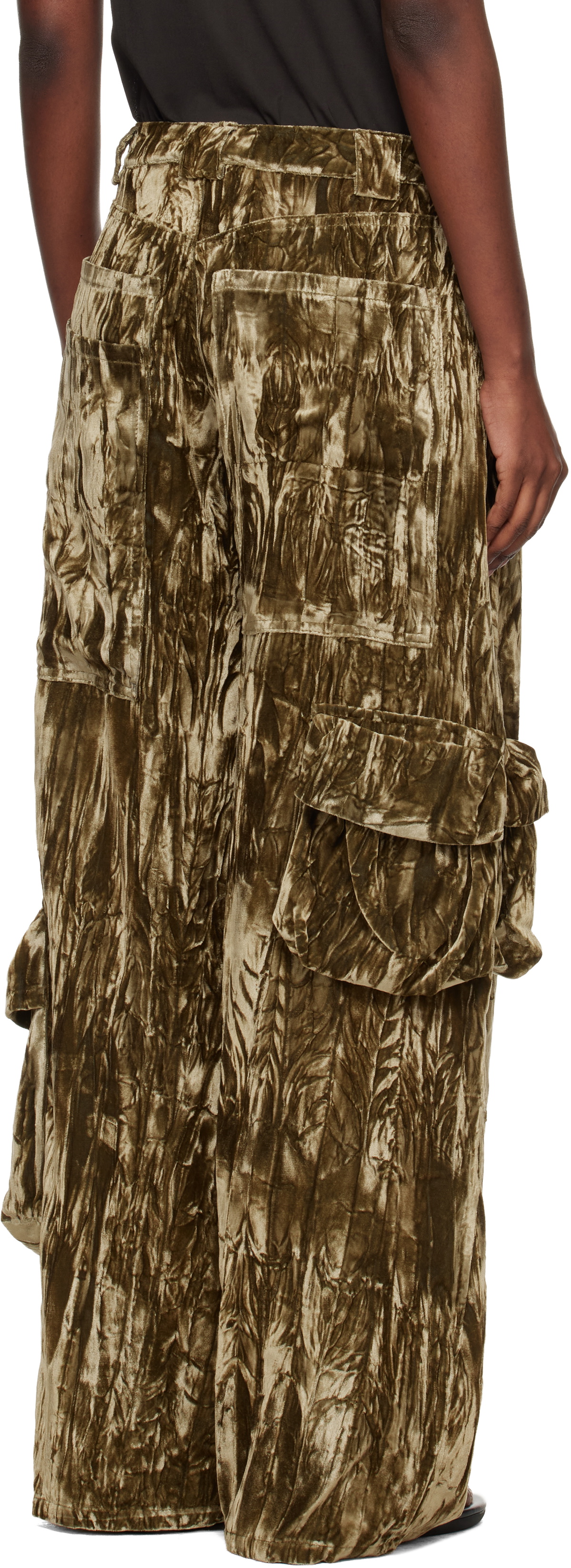 Collina Strada Khaki Velvet Lawn Cargo Pant