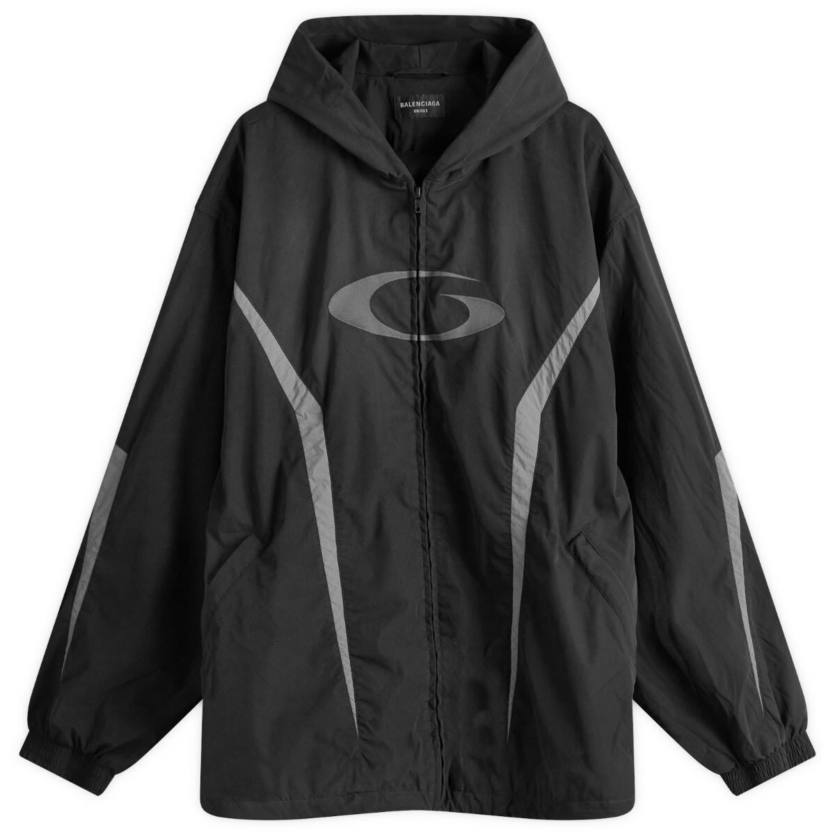 [BALENCIAGA]トラックジャケット Balenciaga Men's Tracksuit Jacket in Black/Elephant Grey Balenciaga