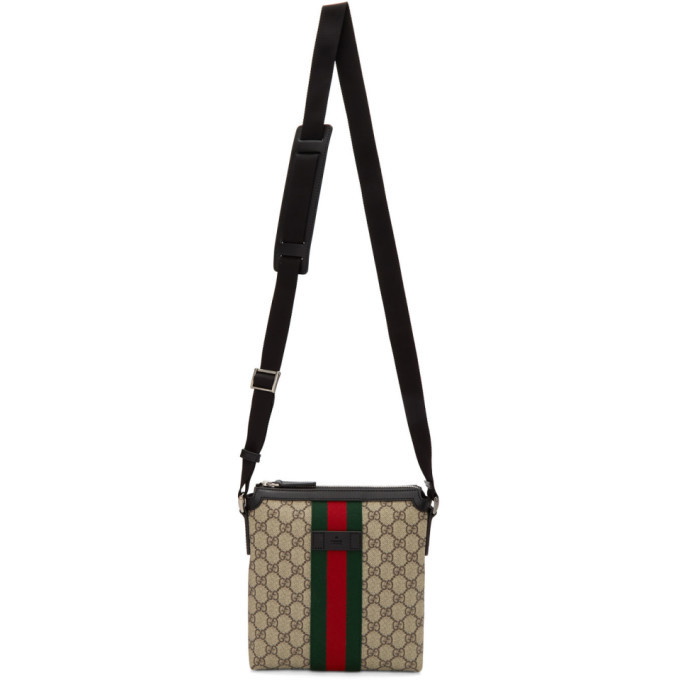 Gucci Beige GG Supreme Flat Messenger Bag