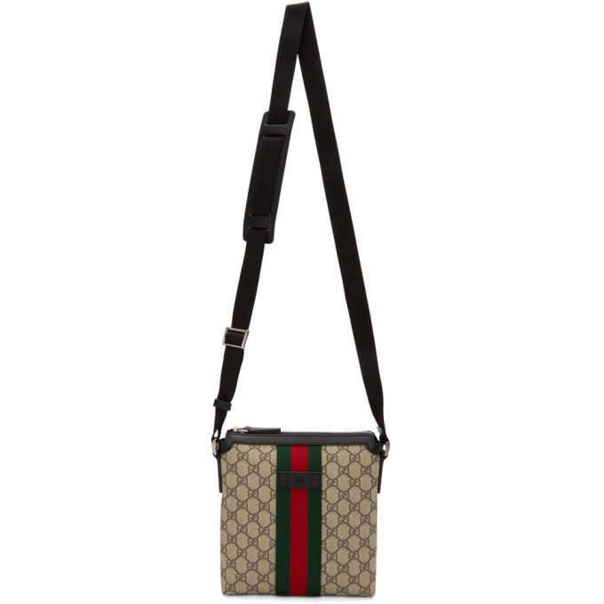 Photo: Gucci Beige GG Supreme Flat Messenger Bag