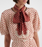 Prada Scarf-detail polka-dot silk midi dress