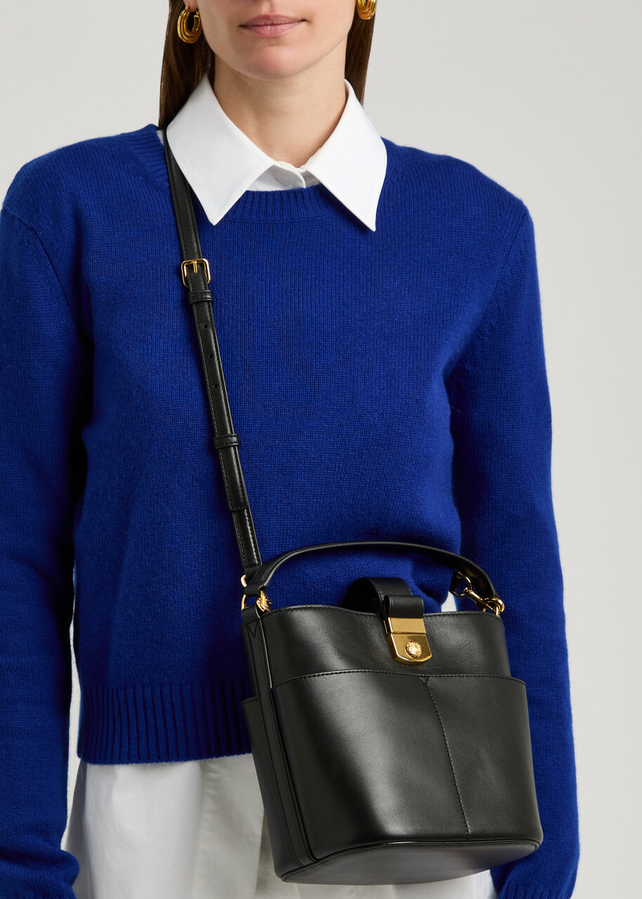 Veronica Beard Crest Small Leather Bucket bag - Black - One Size