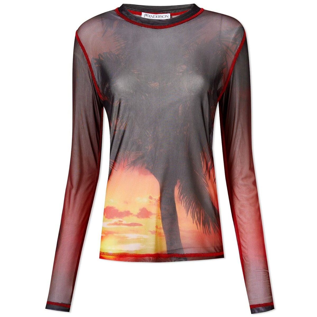 JW Anderson Women's Long Sleeve Sunset Underpinning Top in Red JW Anderson