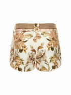 ZIMMERMANN - Chintz Floral Print Linen Mini Shorts