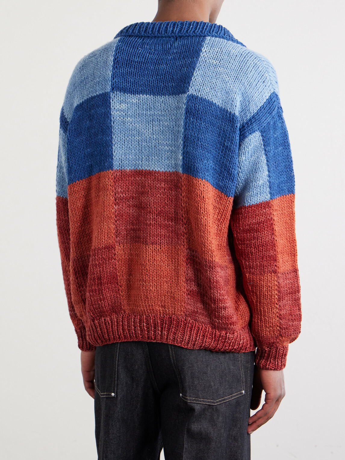 Kartik Research - Patchwork Knitted Wool Sweater - Red