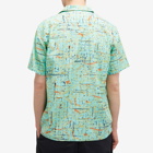 Beams Plus Men's Open Collar Rayon Print Shirt in Mint Green