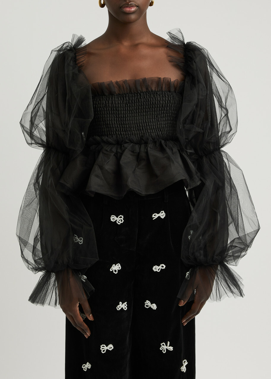 Sister Jane Mystery Smocked Tulle top Black Sister Jane