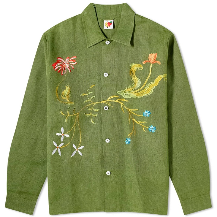 Photo: Sky High Farm Men's Embroidered Garden Shirt in Green