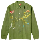 Sky High Farm Men's Embroidered Garden Shirt in Green