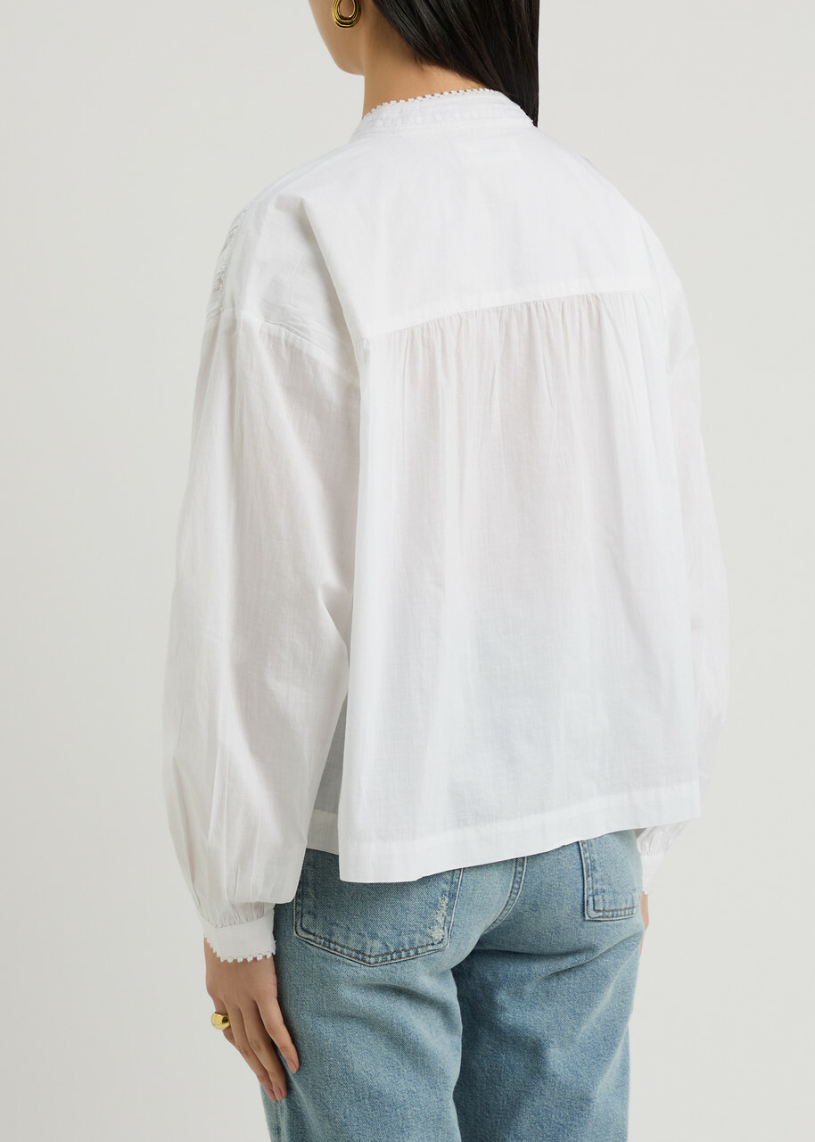 Skall Studio Aurora Embroidered Cotton Blouse White