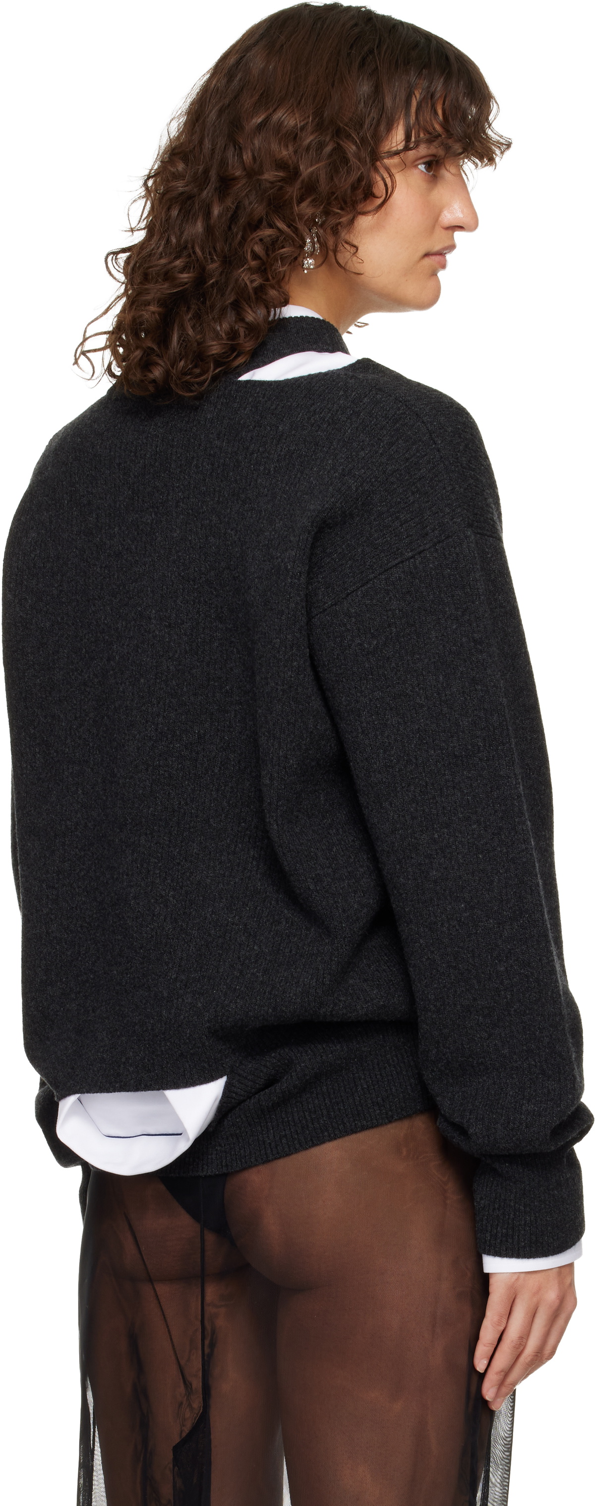 Simone Rocha Gray Merino Seam Bite Sweater