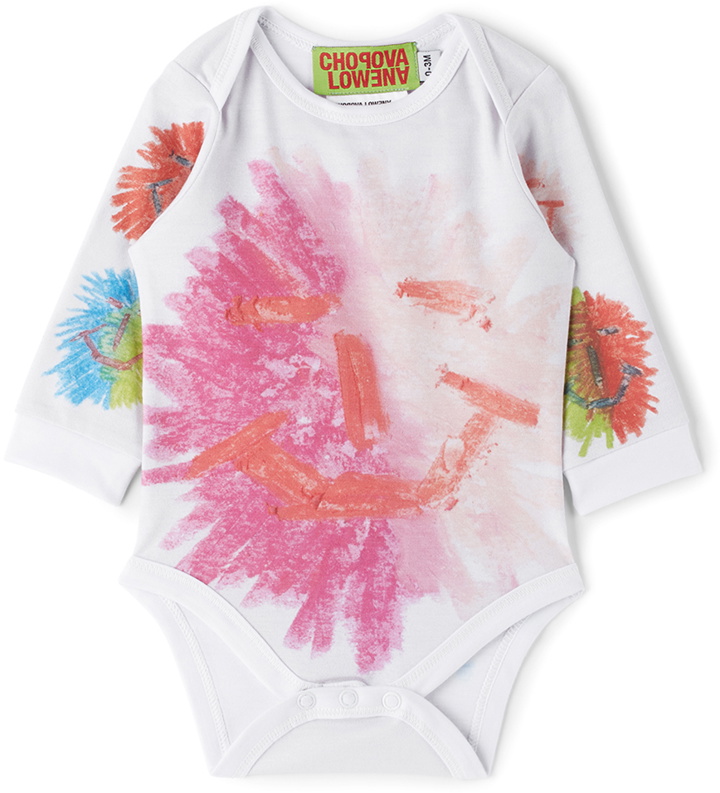 Photo: Chopova Lowena Baby White & Pink Printed Bodysuit