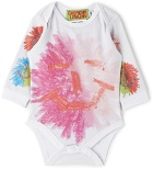Chopova Lowena Baby White & Pink Printed Bodysuit