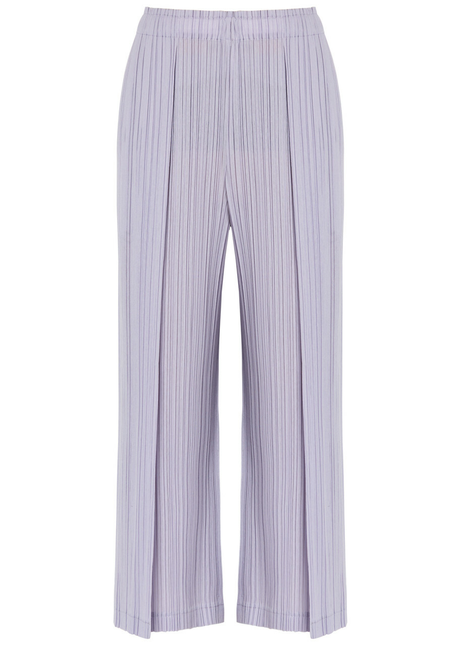 Pleats Please Issey Miyake Pleated Wide-leg Woven Trousers Light Purple