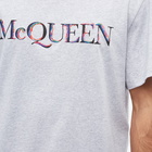 Alexander McQueen Men's Rainbow Logo Print T-Shirt in Light Grey/Mutli