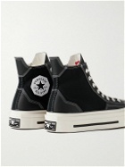 Converse - Chuck 70 De Luxe Leather and Canvas Platform High-Top Sneakers - Black