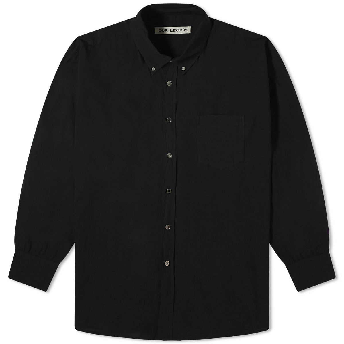 Photo: Our Legacy Men's Borrowed Button Down Shirt in Black Voile