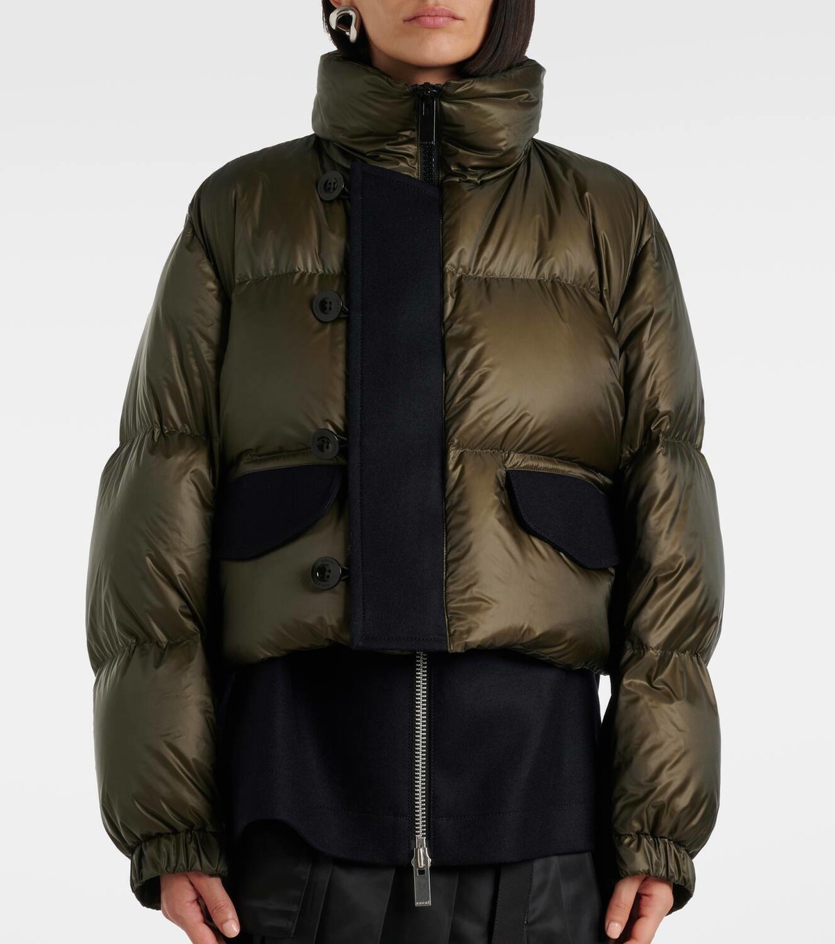 Sacai Wool-trimmed puffer jacket Sacai