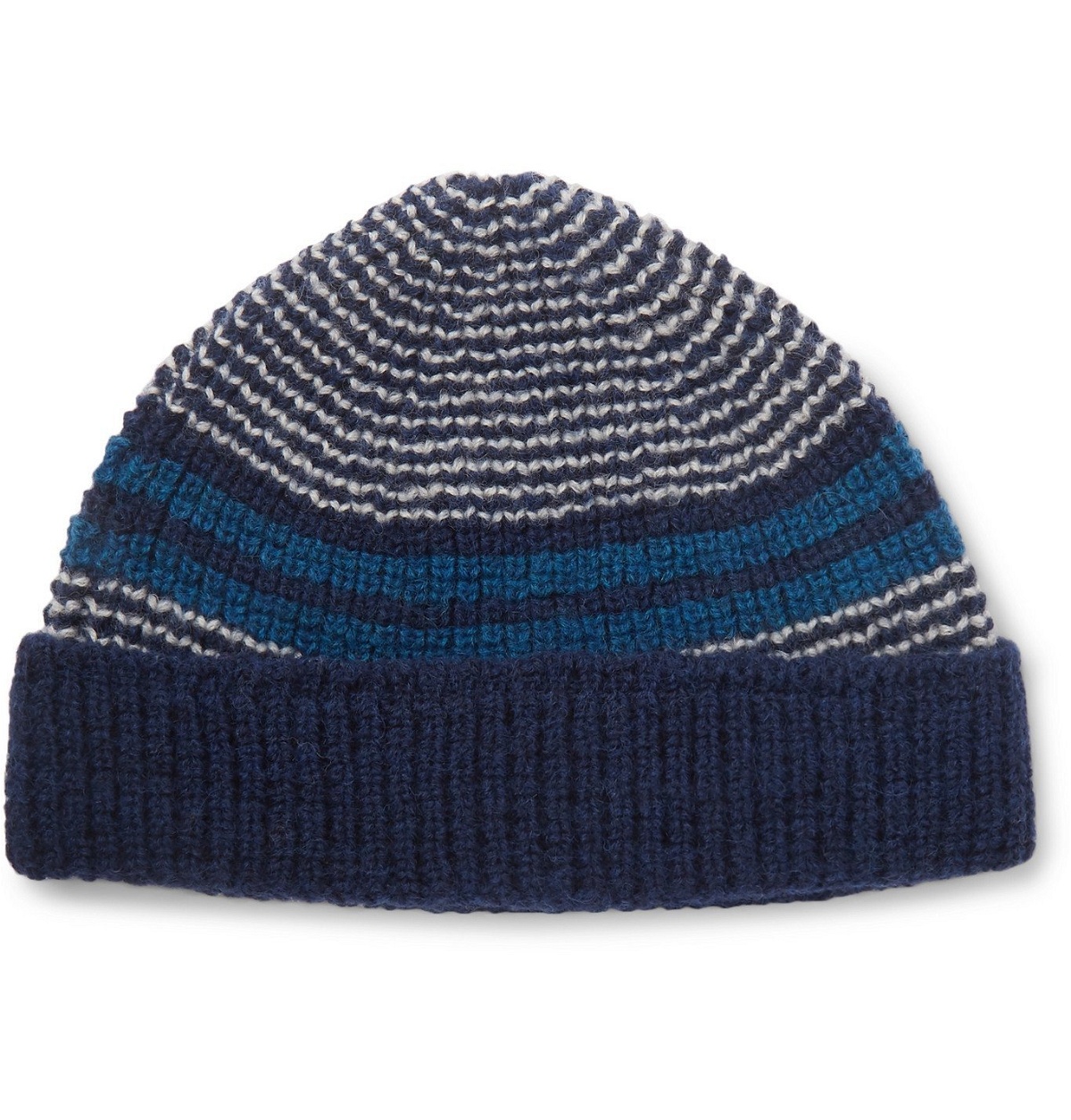 Photo: The Workers Club - Striped Wool Beanie - Blue