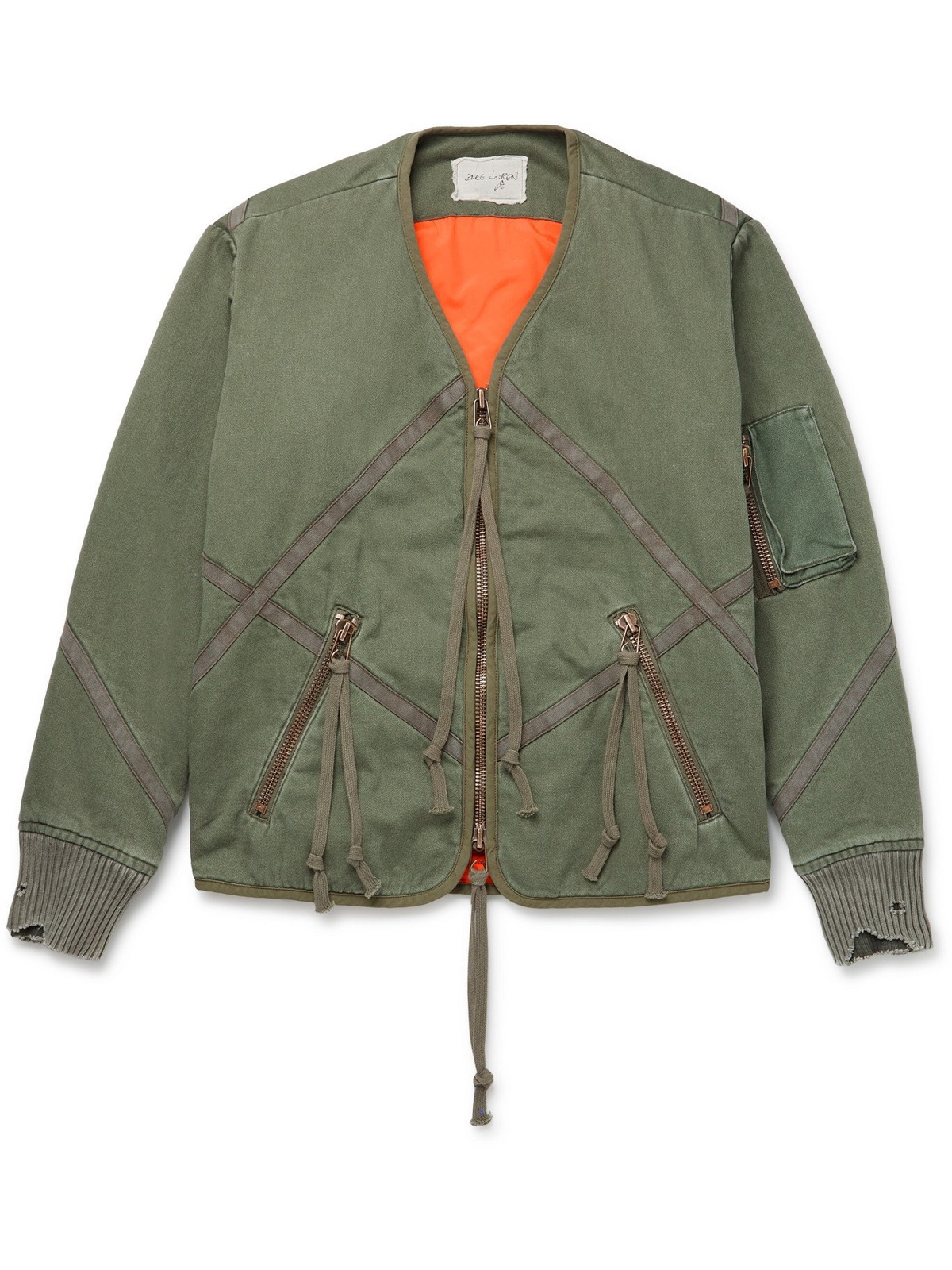 GREG LAUREN - Distressed Quilted Cotton Jacket - Green - 1 Greg Lauren