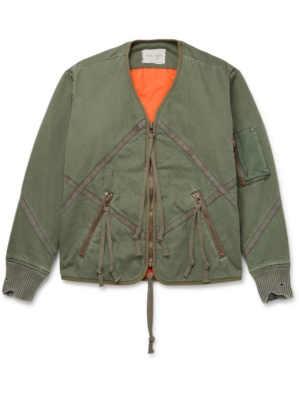 Photo: GREG LAUREN - Distressed Quilted Cotton Jacket - Green - 1