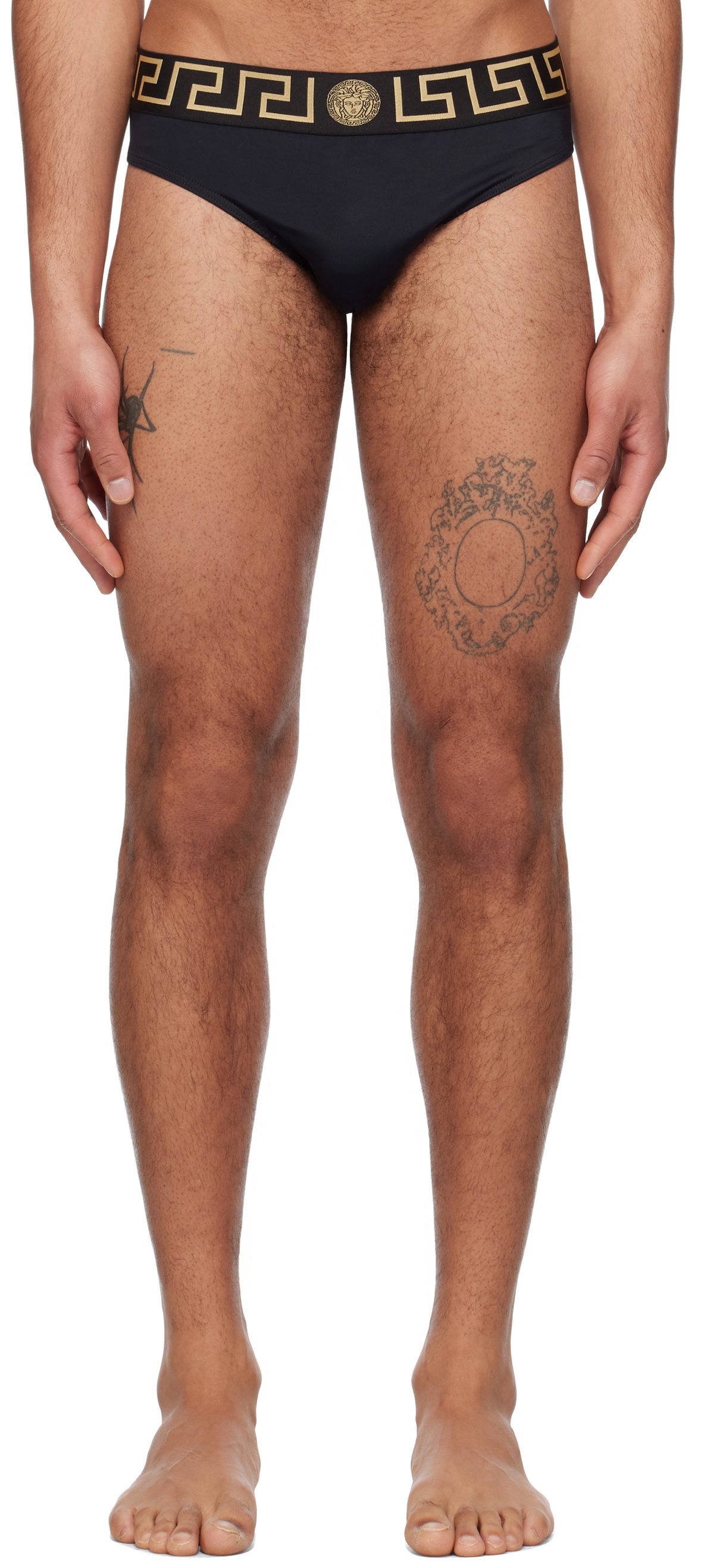 Versace Underwear Black Greca Border Swim Briefs
