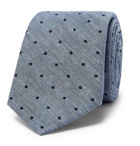 Canali - 8cm Polka-Dot Cotton and Linen-Blend Tie - Men - Blue