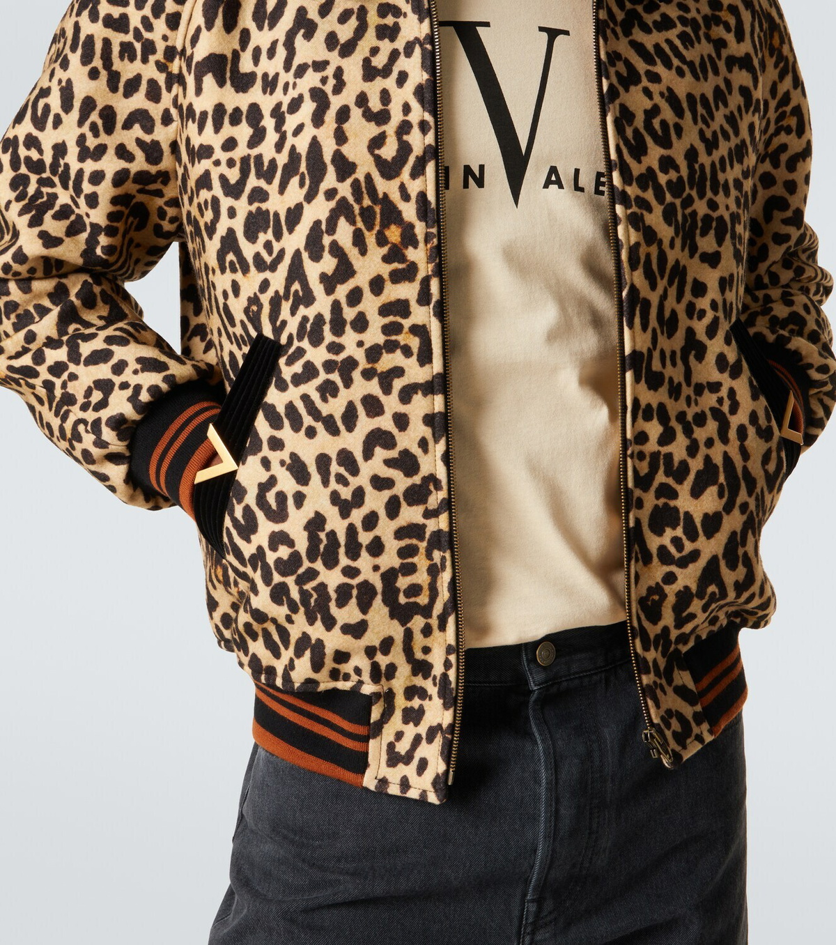 Valentino VGold leopard-print wool blouson jacket