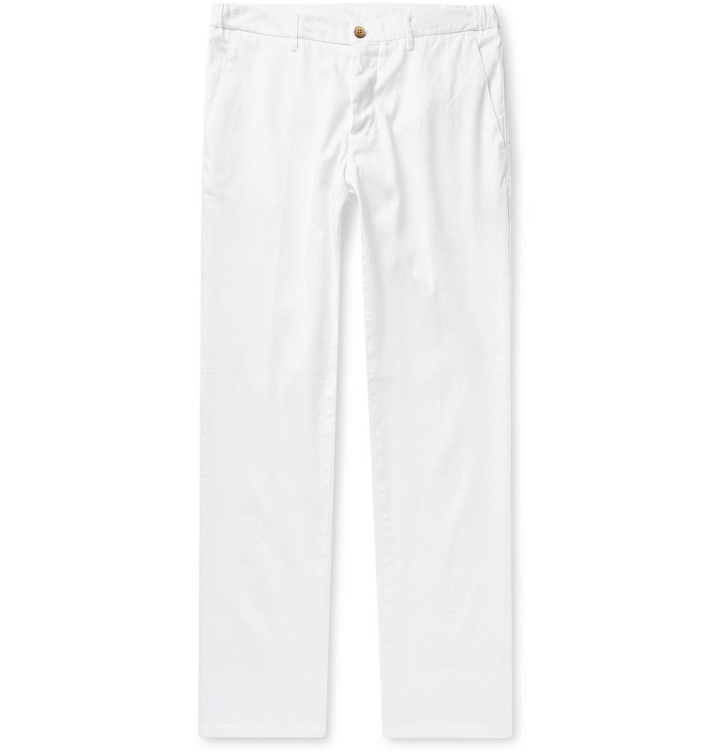Photo: Altea - Navy Dumbo Slim-Fit Linen-Blend Twill Trousers - White