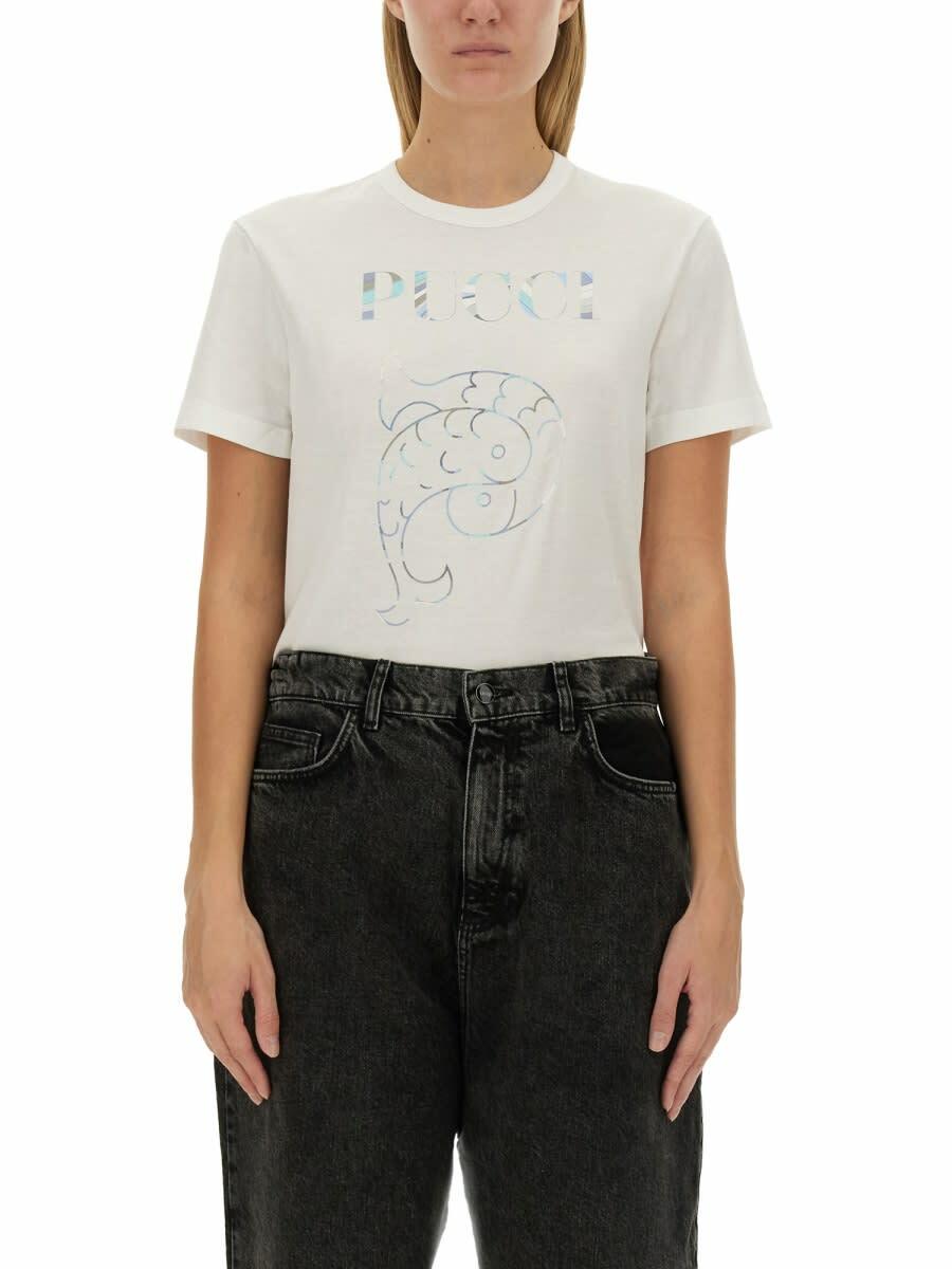 Pucci Bow-detail cotton T-shirt Emilio Pucci