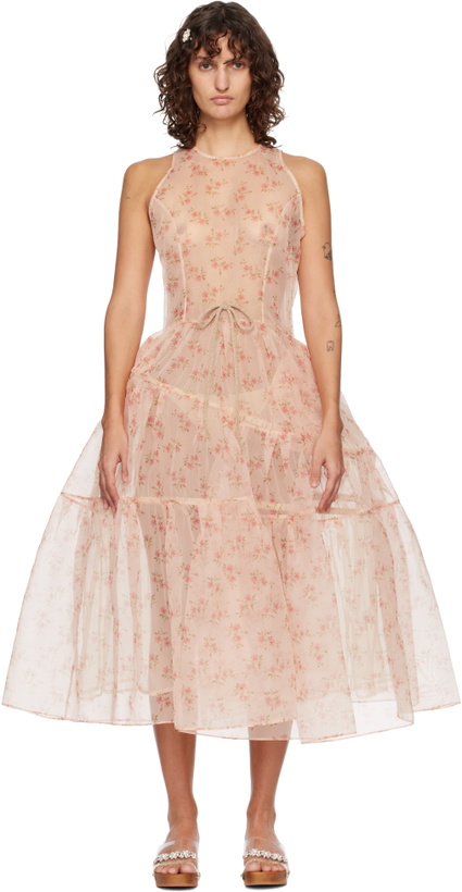 Photo: Simone Rocha Pink Tapered Back Hoop Flounce Maxi Dress
